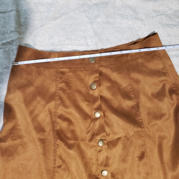 Tan Button Front Mini Skirt - Picture 7 of 12